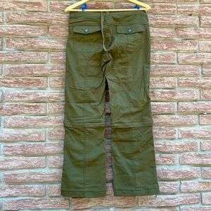 Prana army green convertible hiking pants with zip off legs